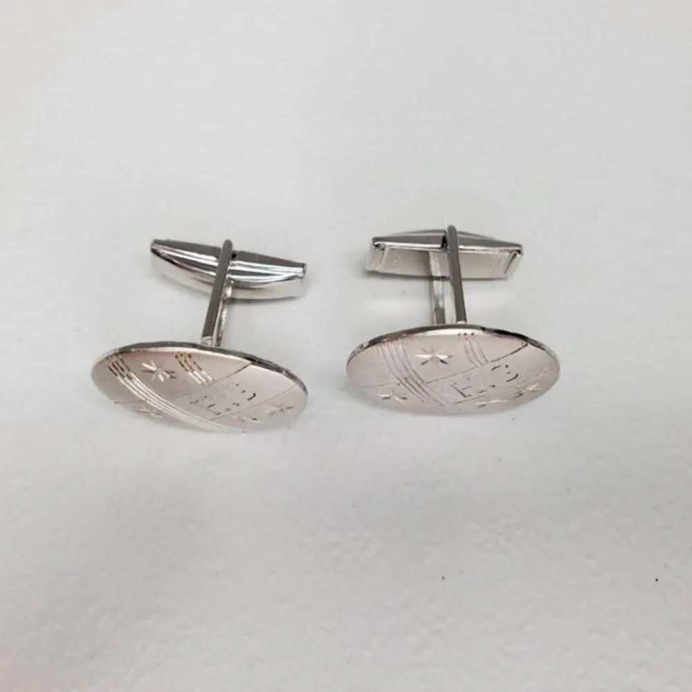 Cuff Links Monogram HG‎ H G Engraved Star Matte Str